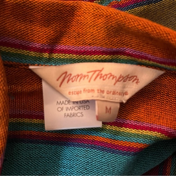 Norm Thompson Art to Wear Rustic Serape Striped  100% Cotton Jacket Size Medium - Picture 7 of 9